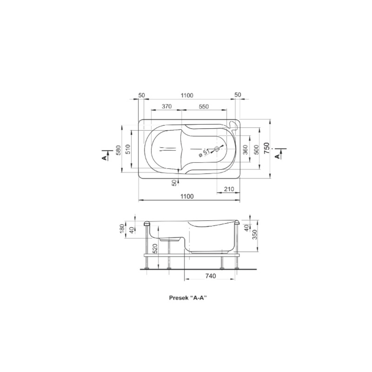 kada akril 130*70 oplata/2 TRITON - Слика 3