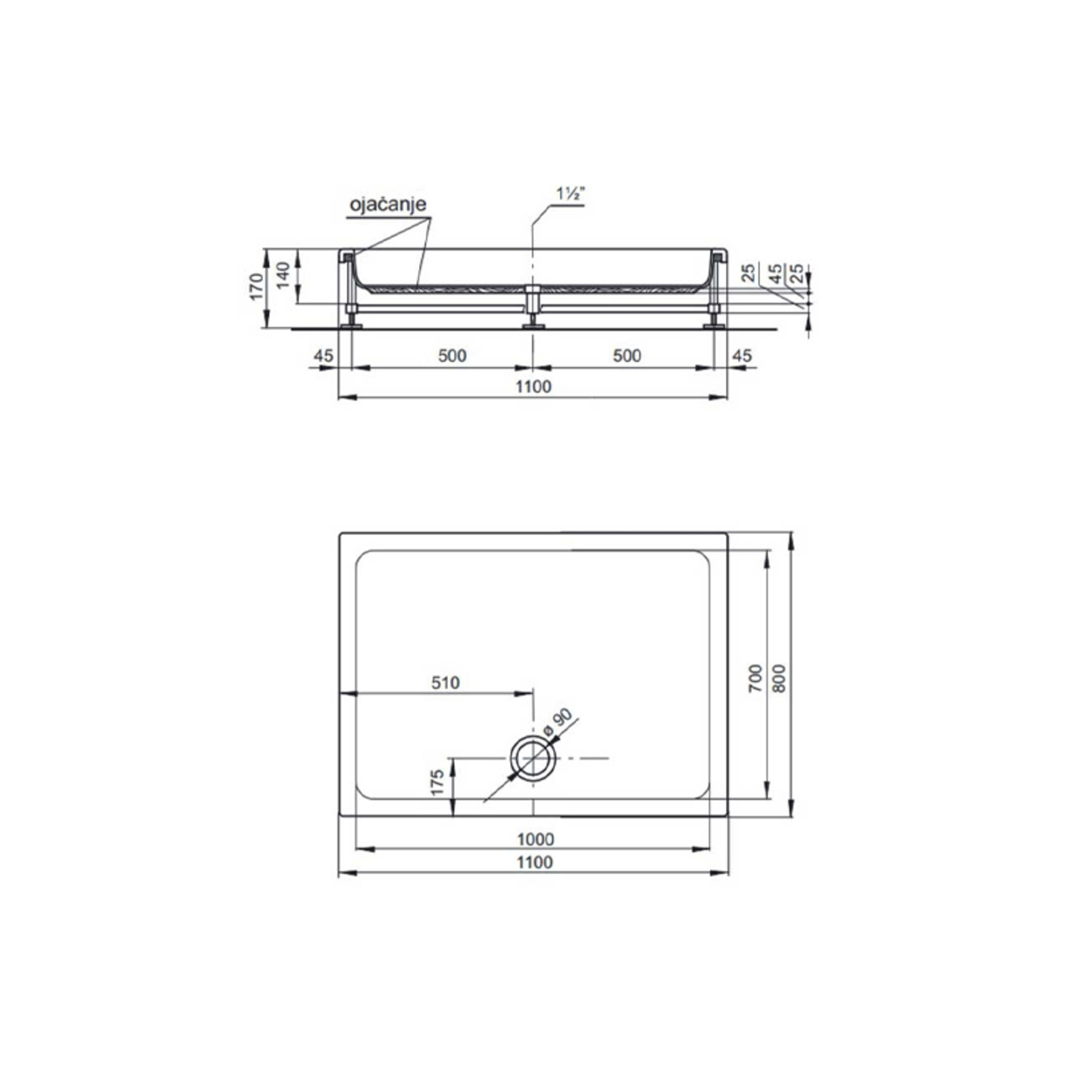 tus kada PLUTON 110*80 fi90 - Slika 3