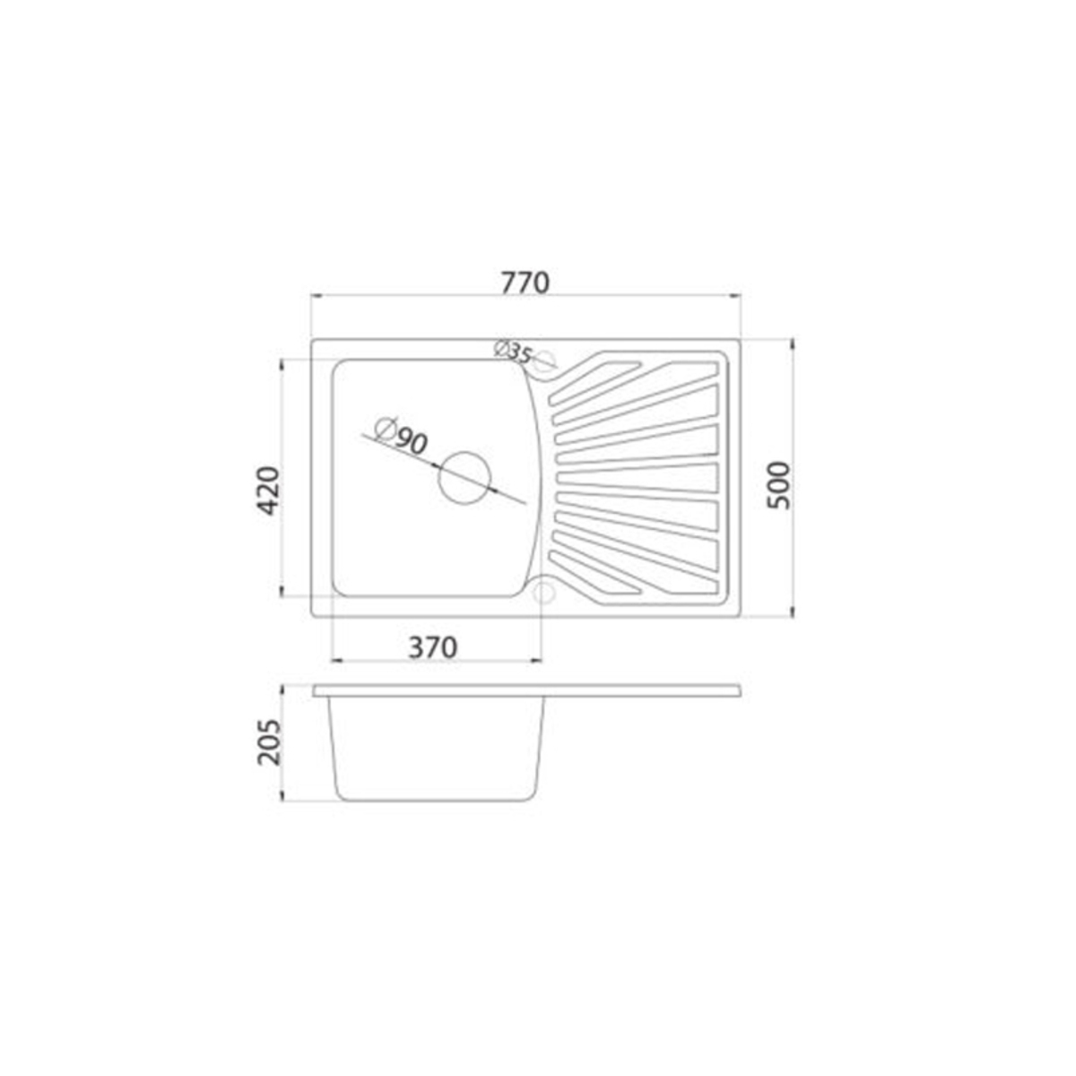 sud. QUADRO plus 770*500 crna - Slika 3
