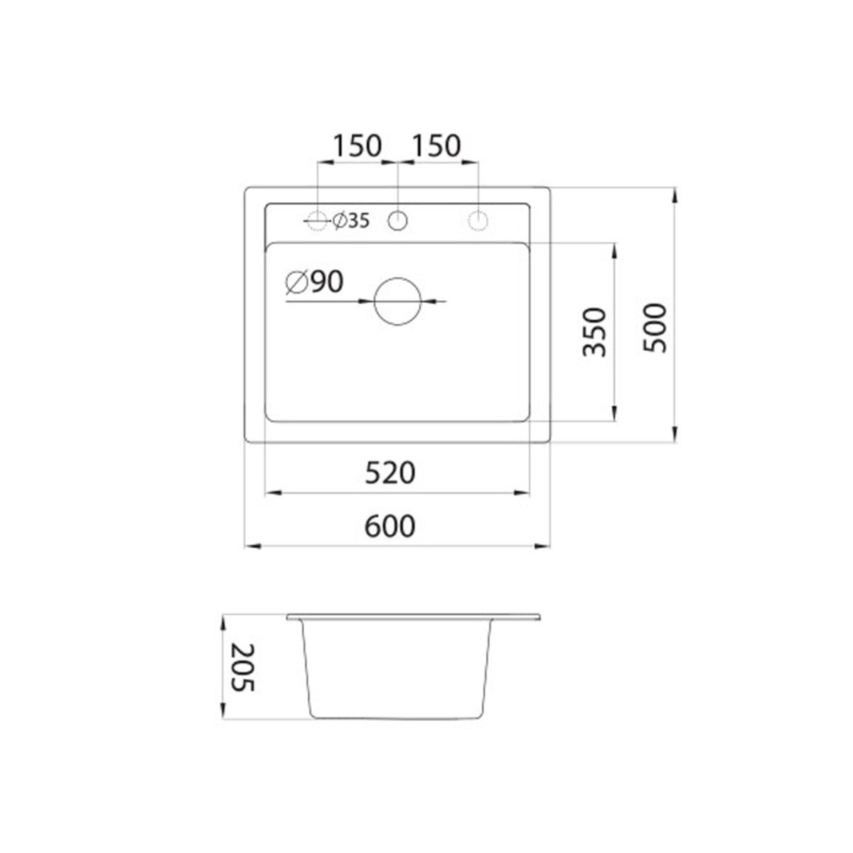 sud. X quadro m 600*500 bela - Slika 3